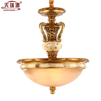天瑞源 欧式半吊灯 复古田园吊灯单锅树脂铁艺灯饰门厅过道吸吊灯