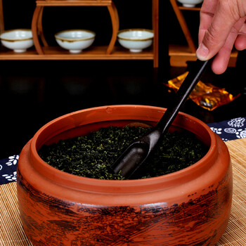 品鉴 紫砂茶叶罐  彩绘茶叶罐大 小储茶罐密封储物罐子 茶缸 清明上河图小号14*10cm