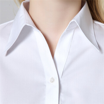 
                                        ZHI YE MEN女装长袖衬衫商务韩版修身OL职业正装免烫白色长袖工作服衬衣 紫罗兰V领 40=XL码                