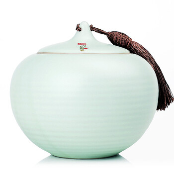 
                                                            尚言坊 茶具 仿汝窑功夫茶具陶瓷罐 密封罐 旋风茶叶罐 多款 (大 300g装) 粉青色天球茶叶罐                