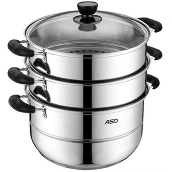 
                                        爱仕达（ASD） 304不锈钢三层加厚复底28CM 电磁炉明火通用蒸锅 WGNS1528                
