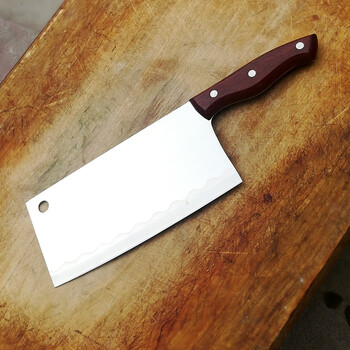 夹柄刀锋利厨师切肉刀切片刀具切菜刀老式铁菜刀 白(不锈钢) 约300g