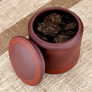 
                                                            指间陶艺 --宜兴紫砂茶叶罐大号全手工醒茶罐普洱罐茶盒茶桶包邮--清风紫砂罐                
