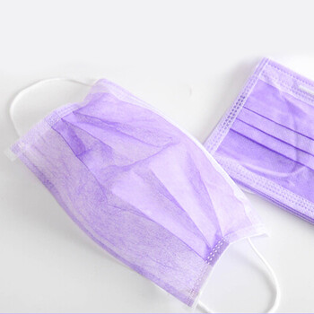 一次性无纺布口罩防尘防霾防花粉口罩三层无纺布口罩紫色50只装