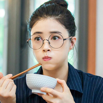 盲约蒋欣同款眼镜框架大圆框遮脸显小平光镜可爱系职场近视学生镜 银