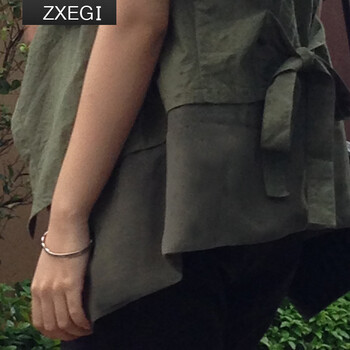ZXEGI女装 新款日韩休闲清新个性时尚雪纺拼接无袖大码马甲女款秋韩版M02 军绿色 均码