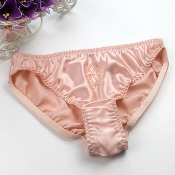 特加大码加肥中老年人妈妈胖mm中腰女真丝内裤真丝内裆 橘粉色 xxl