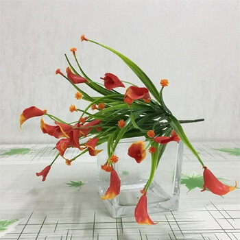 室外满天星水草马蹄兰假花仿真花束塑料花艺插花装饰花卉柳编套装 桔