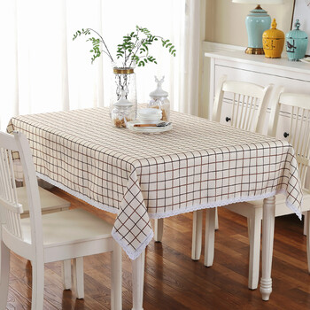 巧林儿方桌桌布布艺方形台布清新田园蕾丝茶几餐桌布艺长方形台布餐桌布茶几布彩色方格米白90 90cm 图片价格品牌报价 京东