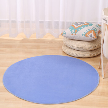 客厅卧室茶几地毯圆形珊瑚绒电脑椅垫榻榻米吊篮地毯地垫 湖蓝色 直径