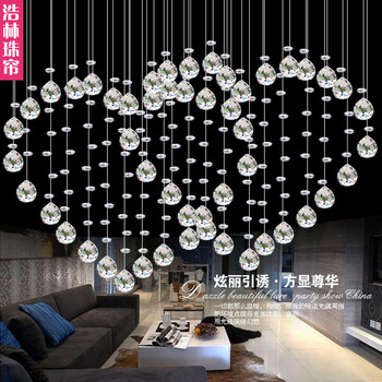 
                                        珠帘水晶隔断玄关成品门帘屏风客厅田园装饰挂帘 心形 特殊颜色尺寸可定制                