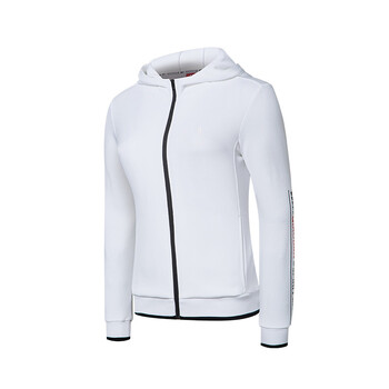 乔丹服装女装连帽外套2018春季新款拉链开衫螺纹收口袖运动上衣女