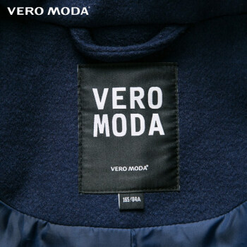 Vero Moda优雅大翻领长款羊毛大衣|315327003 031深蓝 165/84A/M