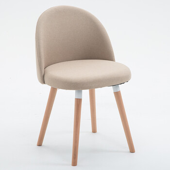 北欧椅子餐厅创意实木凳子靠背布艺椅家用书桌椅现代简约餐椅 卡其色