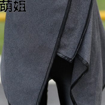 萌姐2015秋装新款长袖斗篷修身短外套女装 M225 灰色 XXL