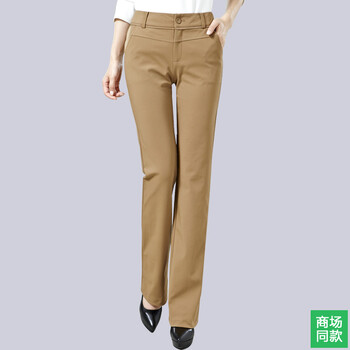 阿玛施2015秋新款修身女裤小直筒长裤   哥弟时尚气质直筒裤百搭职业纯色口袋女士长裤女裤 黑色 3码/M