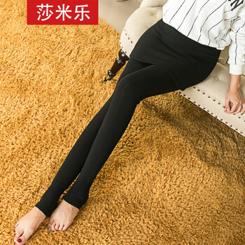 莎米乐 假两件打底裤裙女秋冬加绒加厚裙裤包臀裙踩脚款 包臀款黑色 XXL大码加绒款