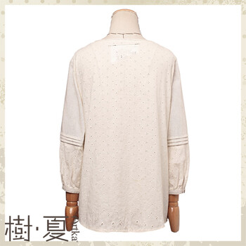 树夏2015夏装新款女装棉麻复古刺绣宽松抽褶花边短外套W114051C 浅卡其 M