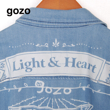 gozo 2015秋季新品 落肩廓形 复古百搭 水洗牛仔外套 女GC5A810200 浅蓝色 S