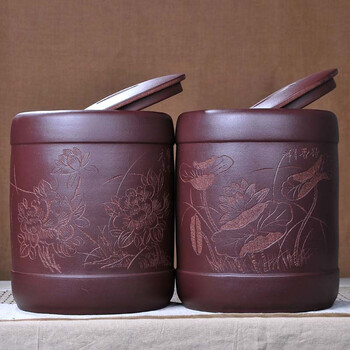 
                                                            茗露 紫砂茶叶罐 宜兴紫砂茶缸 11饼茶罐 存茶罐茶仓普洱罐白茶罐 宜兴紫砂茶叶罐 大号茶 紫砂牡丹罐                