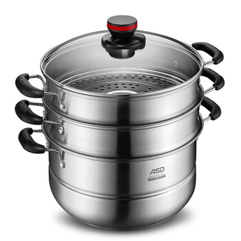 
                                        爱仕达（ASD） 304不锈钢三层加厚复底28CM 电磁炉明火通用蒸锅 WGNS1528                