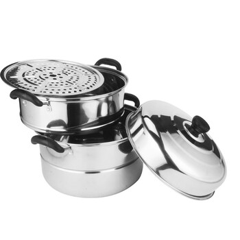 锐友32cm三层不锈钢蒸煮锅蒸鱼锅具多层加厚烹饪厨具用品煤气通用