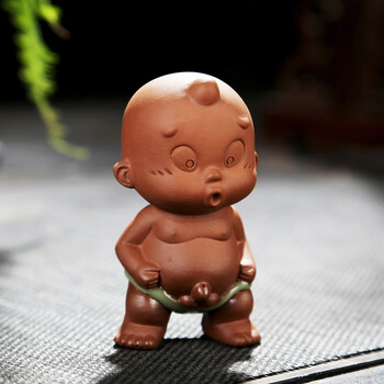 紫砂撒尿娃家用创意喷水童子耀武扬威茶道摆件可养小破孩茶宠精品