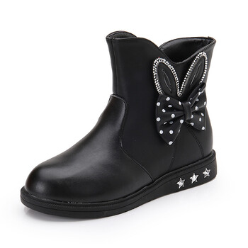 12岁11女孩子10冬天9小孩8女童靴子7儿童6童装5公主皮鞋子4棉鞋 黑色