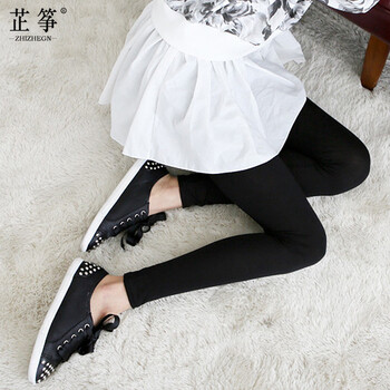 芷筝春秋款薄款莫代尔打底裤女显瘦灰糖果色大码外穿高腰小脚裤K507 浅灰