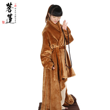 
                                        菩莲禅修加厚高档保暖法兰绒禅修打坐毯/瑜伽披肩打坐披风斗篷-B 驼色 大号                