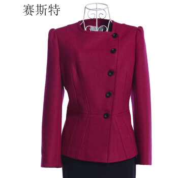 
                                        赛斯特女装新品 春秋装羊毛呢长袖上衣外套 S0242 枚粉色 AS(155/80)                