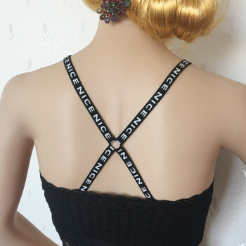 带镂空蕾丝花朵双肩内衣带隐形肩带花边挂脖性感 【字母交叉】黑色