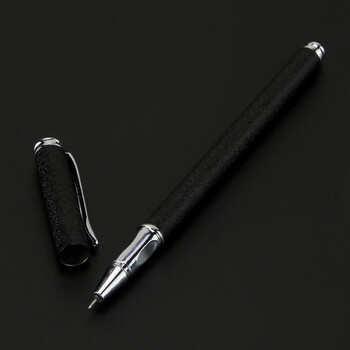 章紫光金属中性笔磨砂商务签字笔水笔学生考试用黑笔碳素笔