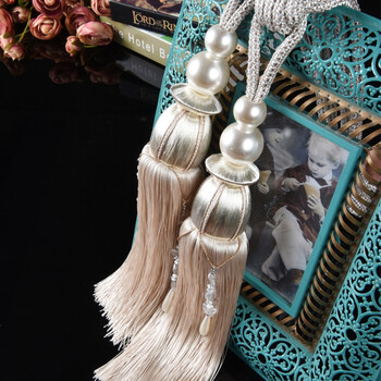 ximu宝泽 欧式窗帘绑带绑绳窗帘挂球装饰吊坠绑花窗帘绳吊坠 米白/个