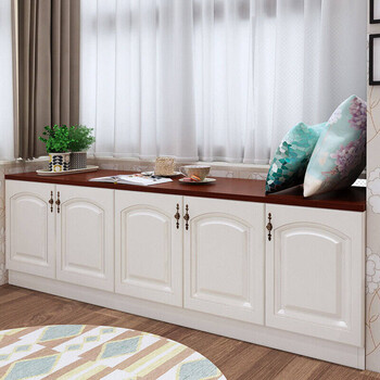 阳台飘窗柜子地柜储物柜可坐多功能收纳柜矮柜落地柜飘窗柜定制 长70