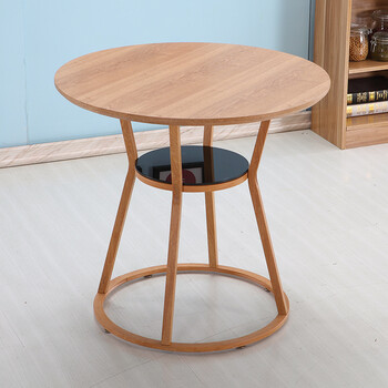 欧式办公小餐桌小圆桌小饭桌休闲桌沙发小桌零食桌收纳桌 浅木纹色