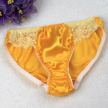 内衣 女式内裤 浅娜芬(qiannafen) 桑蚕丝真丝女三角裤蕾丝边 金色 金