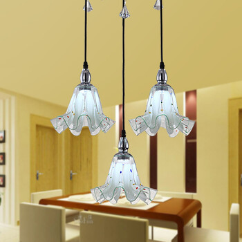 餐厅灯吊灯三头时尚 led水晶餐吊灯四头饭厅灯饰现代简约灯具新品特价 三头 暧光灯泡