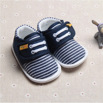 0-1岁婴儿鞋子软底男宝女宝橡胶底幼儿布鞋防滑 深蓝色 14码内长12cm