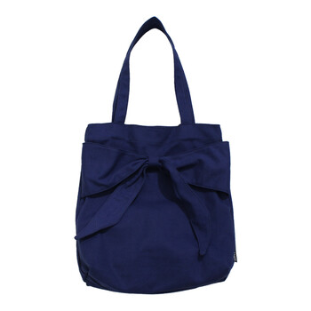 文艺帆布包女蝴蝶结单肩包女休闲帆布包袋手提布包 蓝色