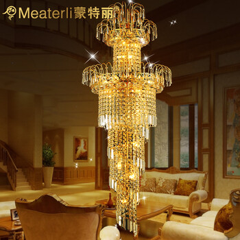蒙特丽 金黄色水晶吊灯5803 大型豪华别墅楼梯灯餐厅灯客厅灯具(B) 500*1700