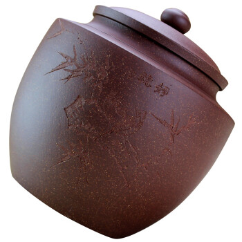 
                                        指间陶艺--精品宜兴紫砂茶叶罐全手工普洱罐大号醒茶罐储茶罐--紫玉金砂罐                