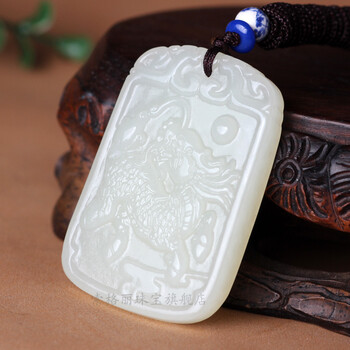 索格丽和田玉麒麟吊坠白玉麒麟献瑞玉牌男款玉石挂件牌子