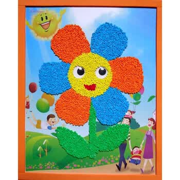 儿童泡沫粒子贴画diy手工玩具卡通材料包幼儿园制作 14太阳花