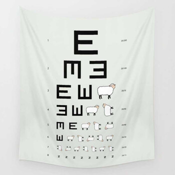 卡通动物泡泡小象猫挂布墙壁装饰布挂毯壁布背景布 绵羊视力表130*150