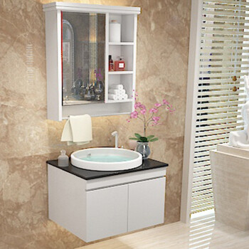 洗漱台吊柜卫生间洗手盆落地柜洗脸盆柜组合新款 60公分吊柜黑色玻璃