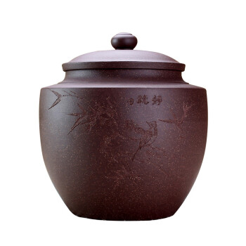 
                                        指间陶艺--精品宜兴紫砂茶叶罐全手工普洱罐大号醒茶罐储茶罐--紫玉金砂罐                
