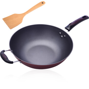 
                                        WOMI沃米 不粘炒菜锅 炒锅无油烟铁锅 电磁炉通用锅具32CM WM-K101 无盖                