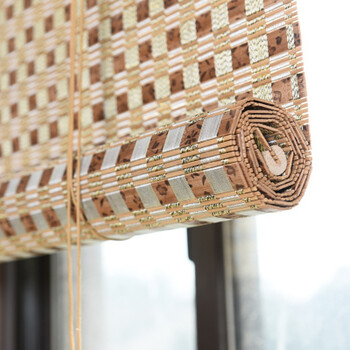 扇形竹帘竹卷帘竹窗帘门帘罗马式餐厅酒店饭店厨房商铺茶楼室遮光