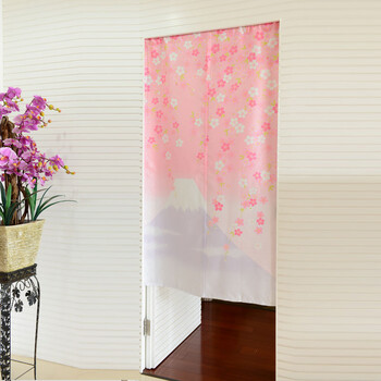 
                                        风雅荷塘 樱花富士85*150CM 银丝印花风水布艺门帘 隔断帘 送杆                